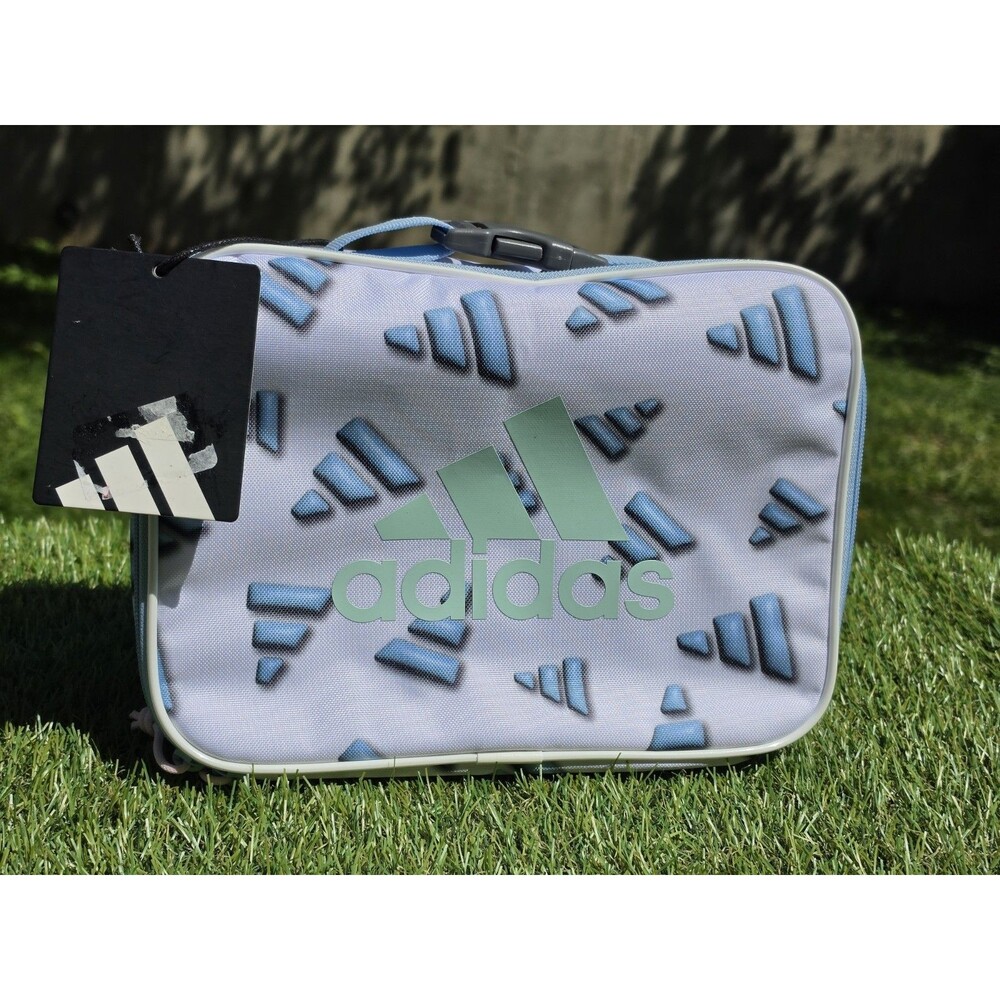 adidas Foundation  Insulated Lunch Bag 10.5 " x 8" White Blue Pink Sage